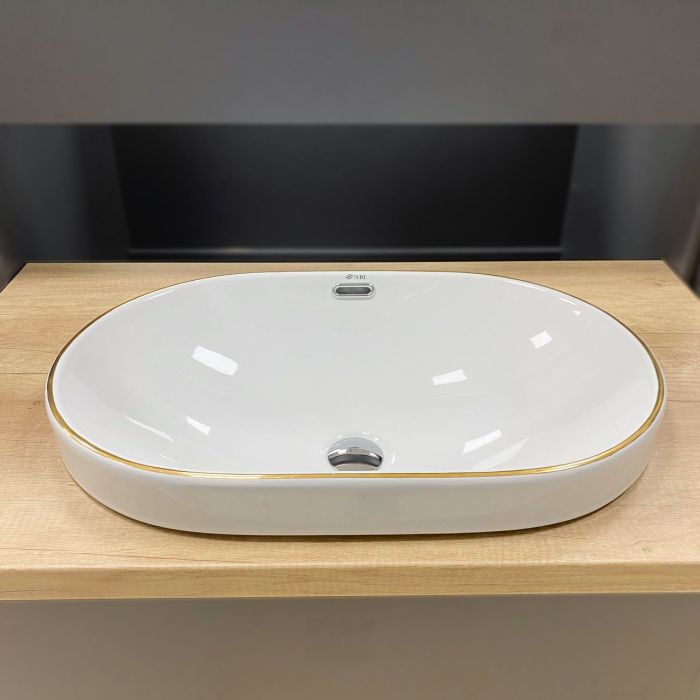 Умивальник VBI GAETA WHITE GOLD EDGE врізний