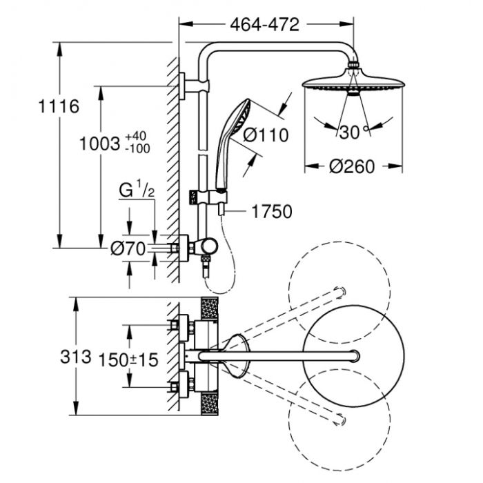 Душевая система GROHE EUPHORIA SYSTEM 27296003
