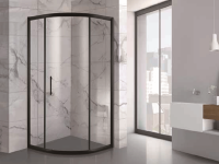Душевая кабина 90*90 б/п, проф. черн. мат., стекло прозр. (6мм), раздвижная