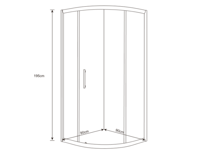Душова кабіна 90*90 б/п, проф. чорн. мат., скло прозор. (6мм), розсувна