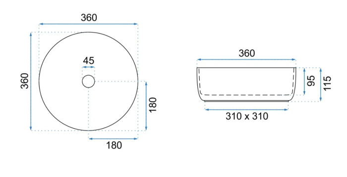 Умивальник REA SAMI BLUE SHINY накладний