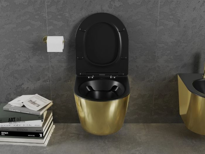 Подвесной унитаз MEXEN LENA GOLD BLACK MATT
