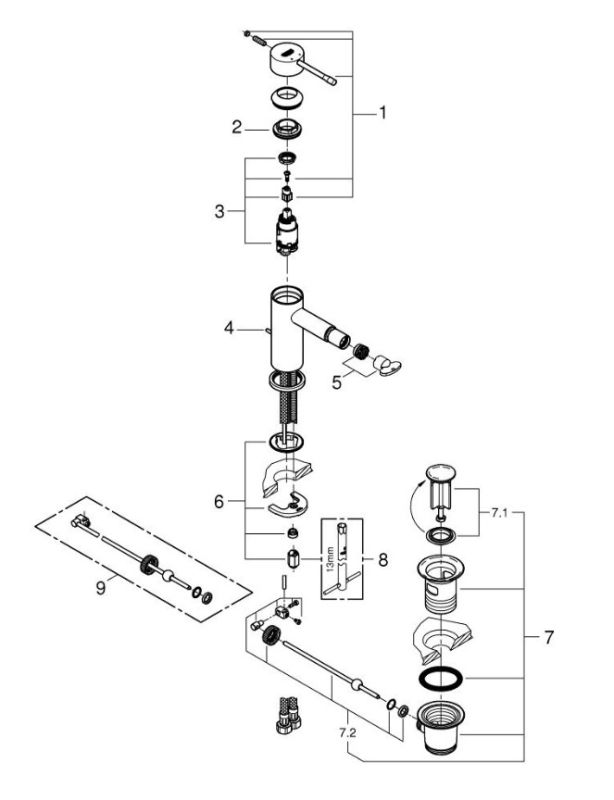 Смеситель для биде Essence New (32935001), Grohe