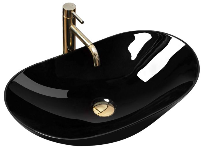 Умивальник REA ROYAL 60 BLACK чорний накладний