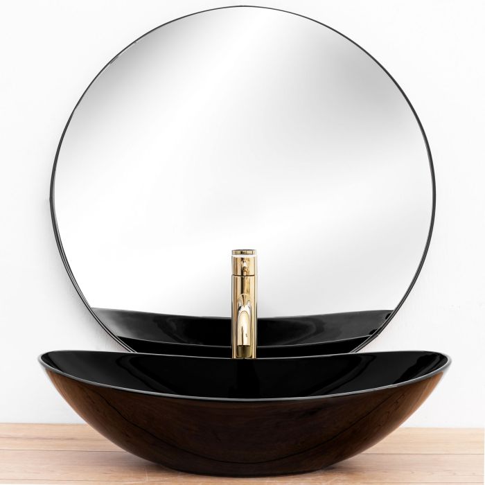 Умивальник REA ROYAL 60 BLACK чорний накладний