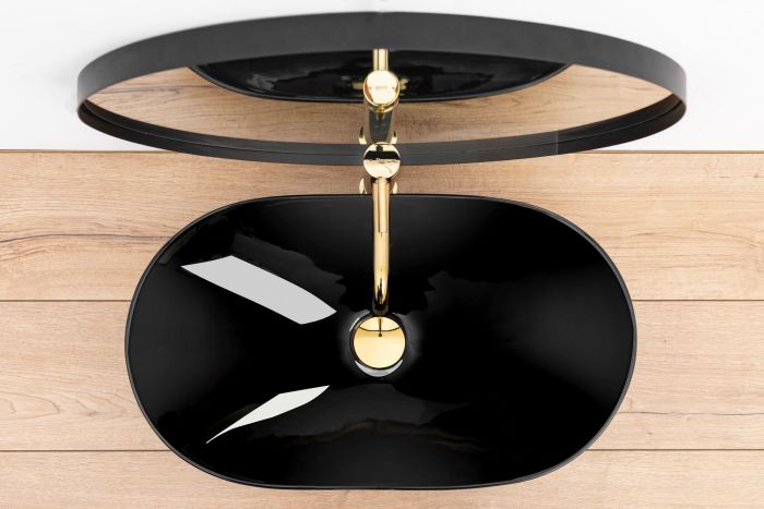 Умивальник REA ROYAL 60 BLACK чорний накладний