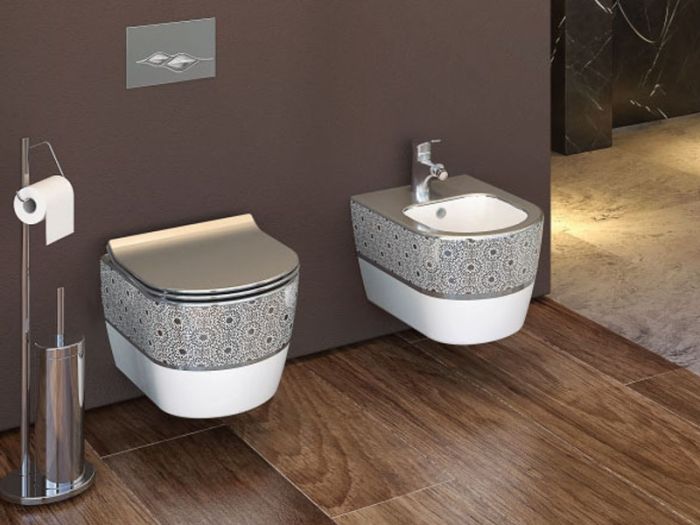 Биде подвесное белый/декор серебро IDEVIT Alfa