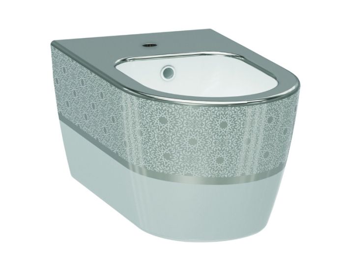 Биде подвесное белый/декор серебро IDEVIT Alfa