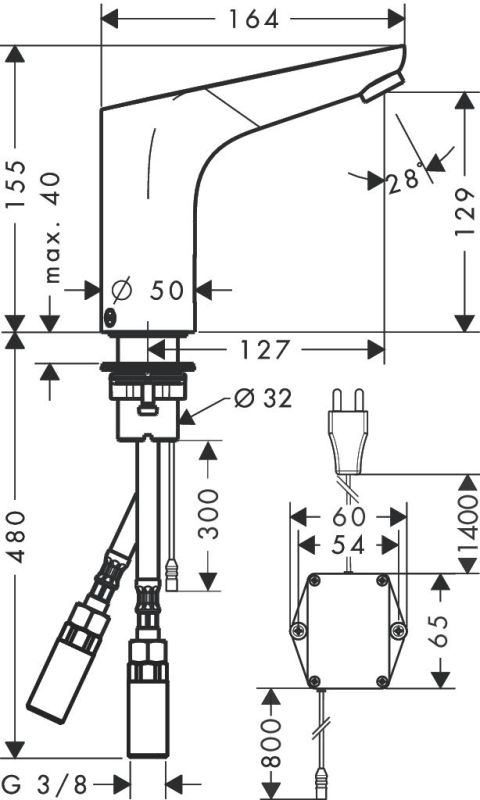 FOCUS змішувач для умивальника, безконтактний