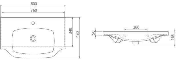 Тумба с умывальником Беатриче New Klasik Белая Патина Золото 80, Аква Родос