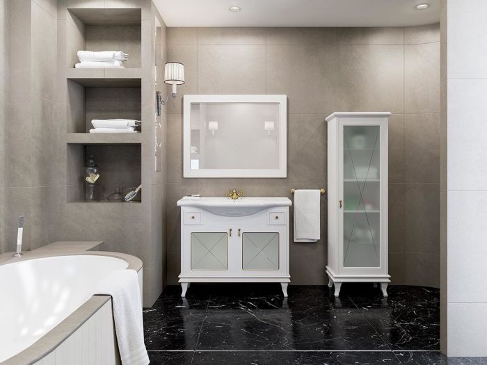 Дзеркало Беатріче 80 Білий Патина Хром, Аква Родос