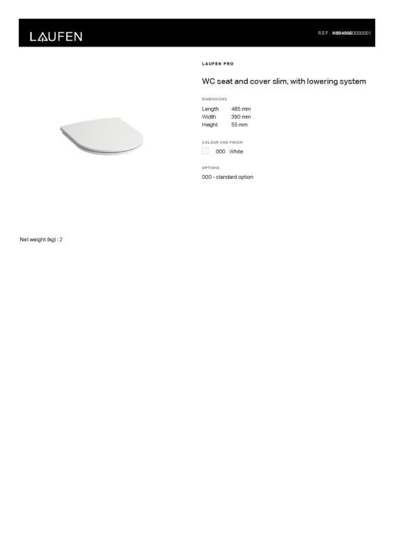 Крышка для унитаза Laufen PRO slim soft-close H8949660000001 LAUFEN