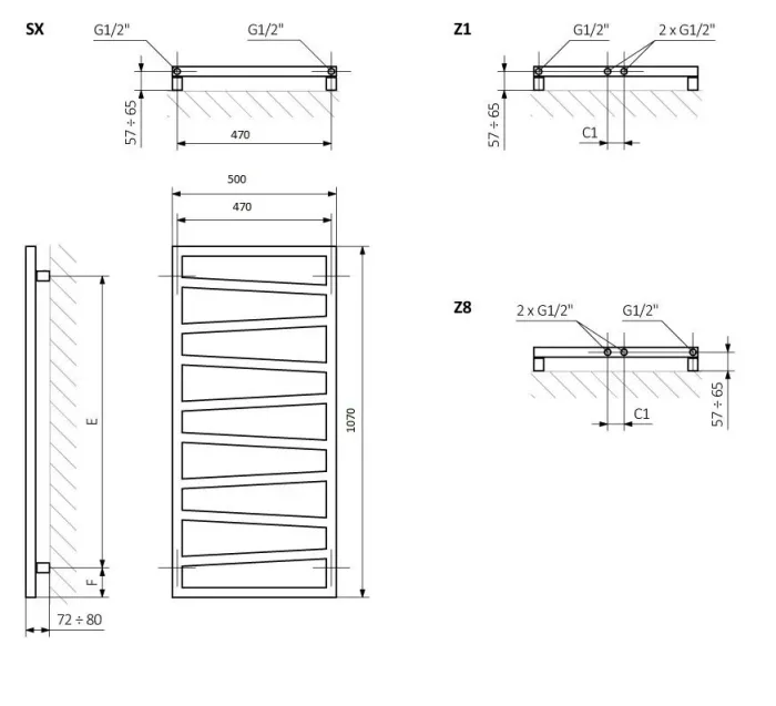 Полотенцесушитель 1070х500 Zigzag WGZIG107050KS96SX Terma