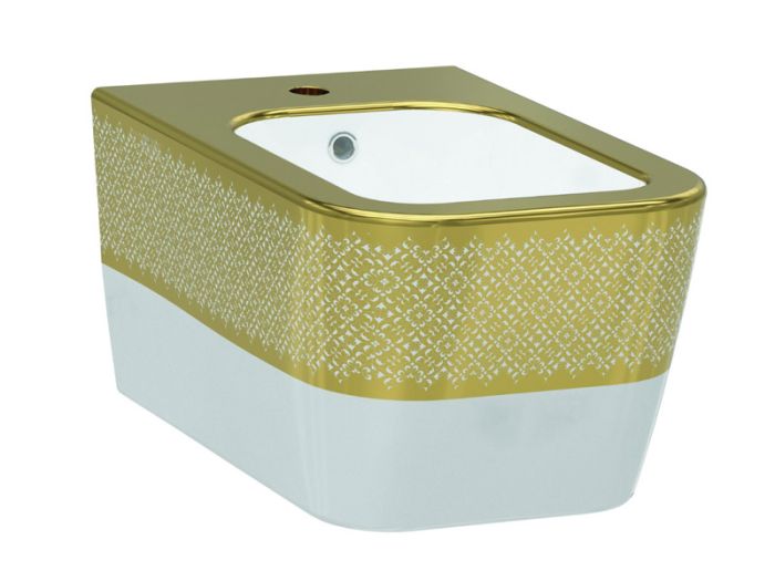 Биде подвесное IDEVIT Halley белый/декор золото