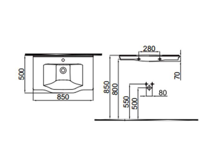 Умывальник IDEVIT Neo Classic 85см белый/декор золото