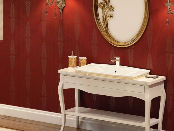 Умывальник IDEVIT Neo Classic 85см белый/декор золото