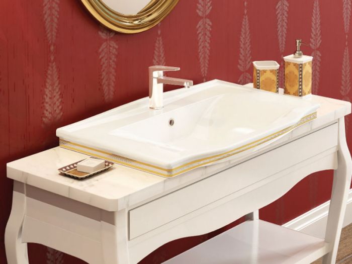 Умывальник IDEVIT Neo Classic 85см белый/декор золото