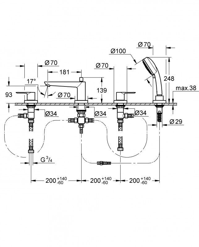 Змішувач для ванни BauLoop (2511900A), Grohe