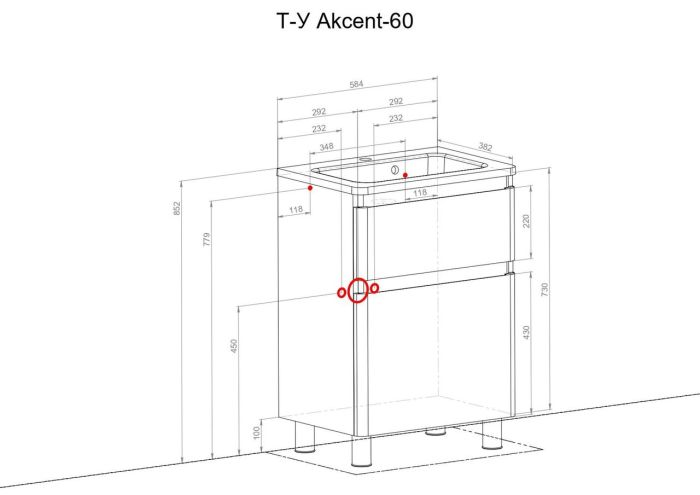 Шафка з умивальником Акцент Альфа 60, Аква Родос