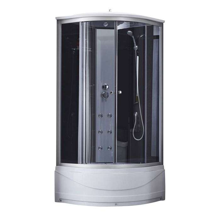 Гидромассажный бокс Lidz Tani 90x90 см полукруглый, стекло тонированное 4 мм, глубокий поддон