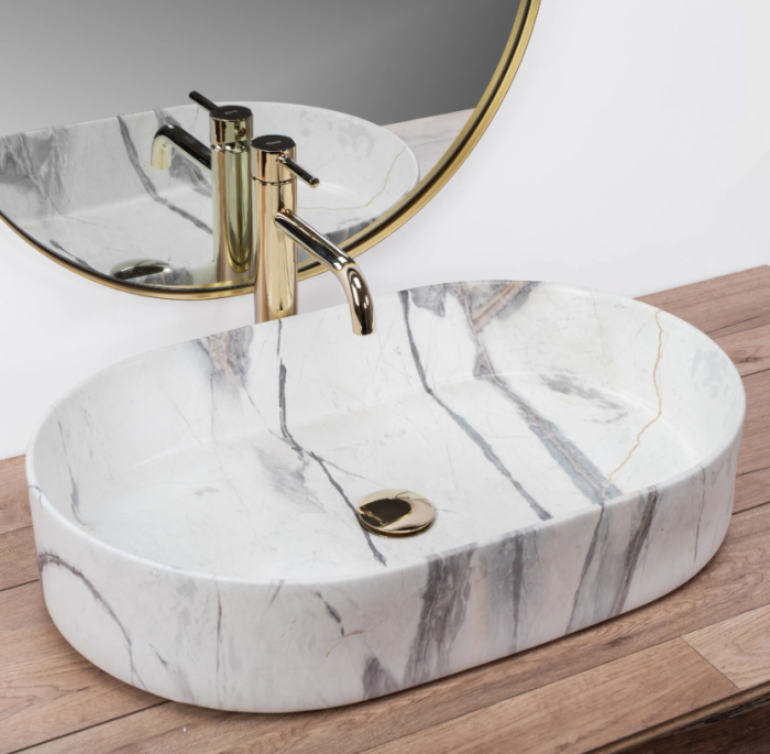 Умивальник REA NADIA 60 SAND MATT накладний мармур