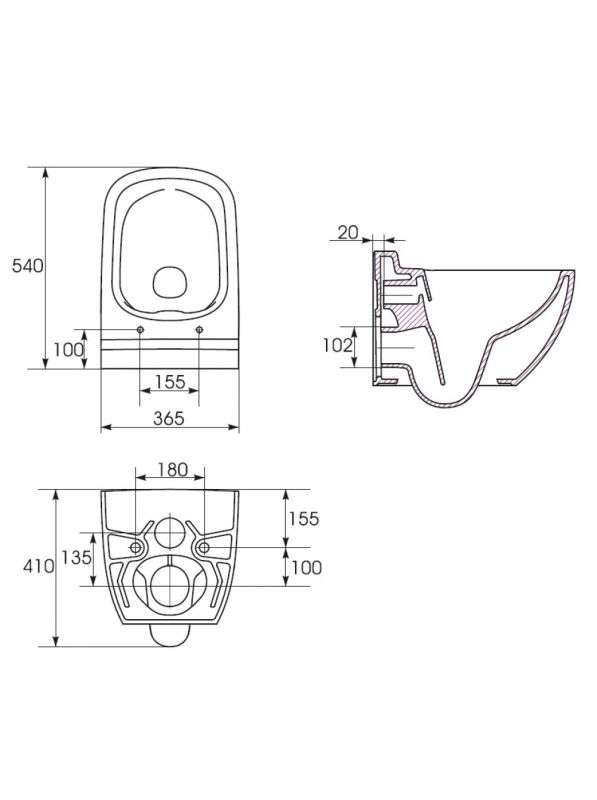 Унітаз підвісний Caspia Clean On з кришкою Slim soft close (SZCZ1001671773), Cersanit