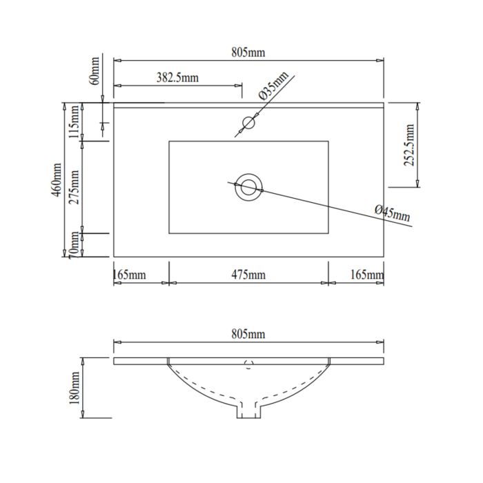 Раковина Qtap Albatross 800х460х180White с донным клапаном QT01113080CW