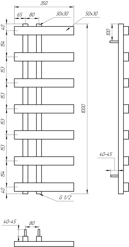 Полотенцесушитель GENESIS AQUA Magnum Light 100x35 водяной