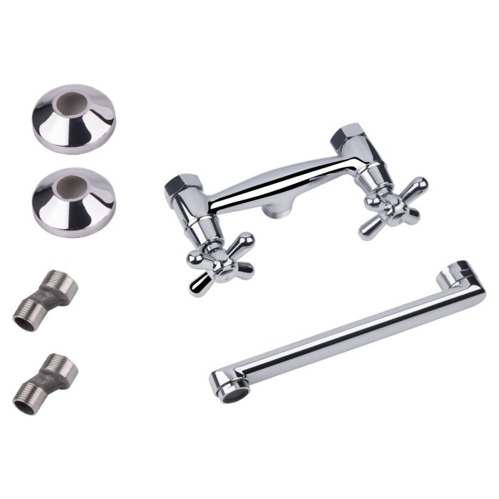 Смеситель для раковины Lidz Dominox 361 настенный с поворотным изливом двухвентильный LDDOM361CRM35542 Chrome