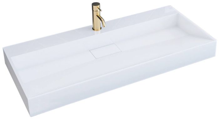 Умивальник REA GOYA 100 см накладний - підвісний білий