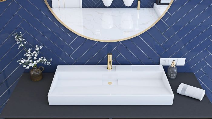 Умивальник REA GOYA 100 см накладний - підвісний білий