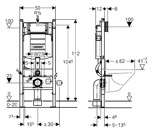 Інсталяція для унітаза Duofix Sigma (111.362.00.5) Geberit