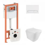 Инсталляционный набор: Qtap инсталляция 3 в 1 Nest QT0133M425 с панелью смыва линейной QT0111M08V1384W+ унитаз с сиденьем Tern QT1733052ERW