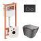 Инсталляционный набор: Qtap инсталляция 3 в 1 Nest QT0133M425 с панелью смыва круглой QT0111M11V1146MB + унитаз с сиденьем Tern QT1733052ERMB