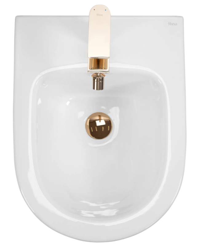 Подвесной биде REA CARLO MINI WHITE GOLD EDGE белый