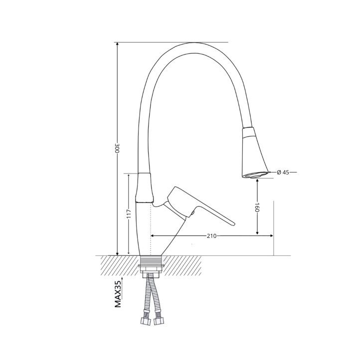 Смеситель для кухни Lidz Tani 008F3 с гибким изливом (k40) LDTAN008F3WCR37037 White / Chrome