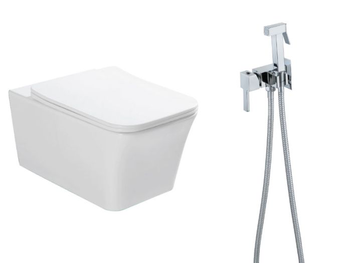 Чаша подвесного унитаза Simple Line Rimless с набором для биде ASIGNATURA