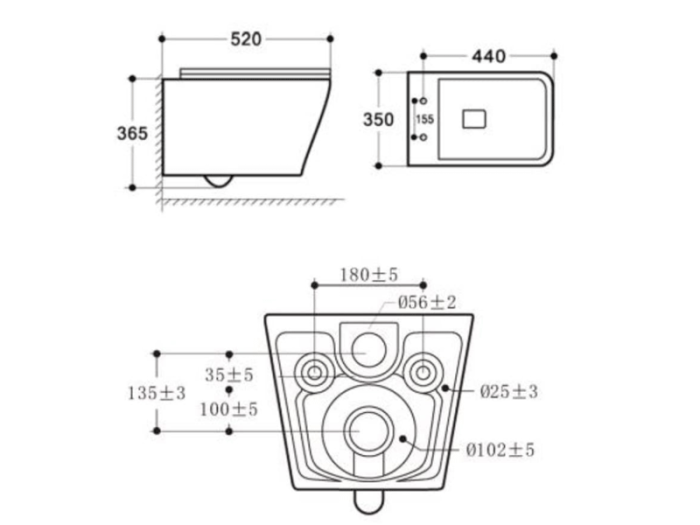 Подвесной унитаз ASIGNATURA Simple Line Rimless с сиденьем, функц. биде и смесителем