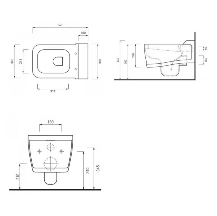 Подвесной унитаз Opera Quadra с крышкой soft close OPVSQCPVOPQF CIELO