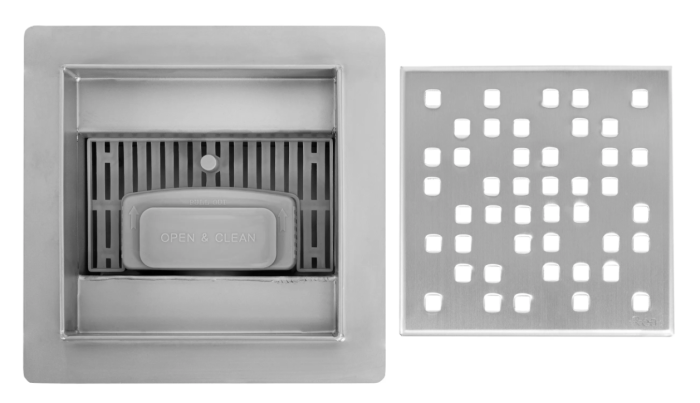 Трап для душа REA DOTS 12x12 NICKIEL BRUSHED