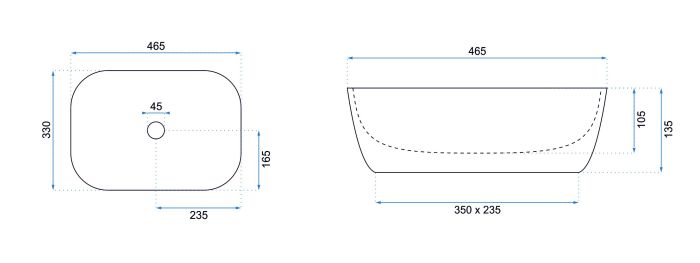 Умывальник REA BELINDA BLACK WHITE накладной