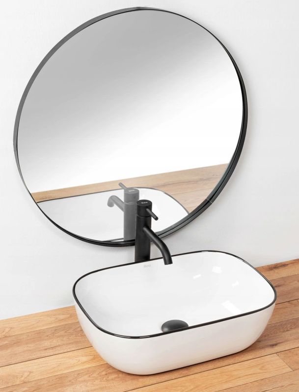 Умивальник REA MARBEL WHITE BLACK EDGE накладний