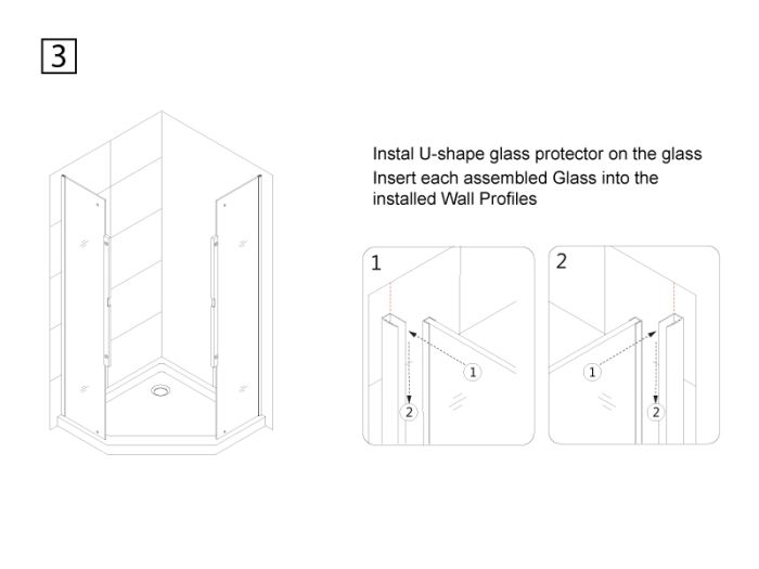 Душевая кабина 90*90 б/п, проф.черный мат, стекло прозр, (8 мм), распашная