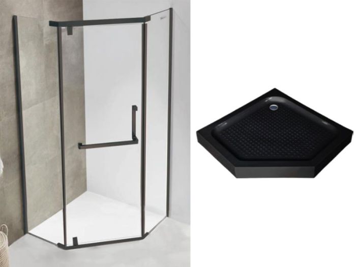 Душова кабіна 90*90 Turia розстібна 39020402 ASIGNATURA + душовий піддон чорний 39833007 ASIGNATURA