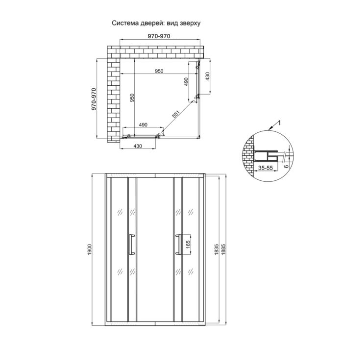 Душова кабіна Qtap Taurus CRM1011SC6 100x100 см, скло Clear 6 мм, покриття CalcLess без піддона