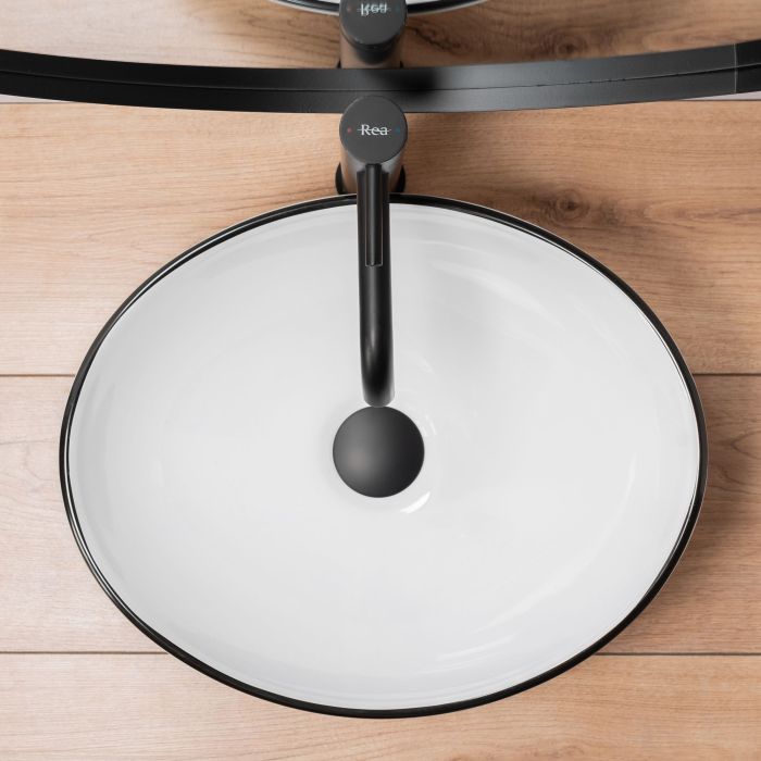 Умывальник REA SOFIA WHITE BLACK EDGE накладной