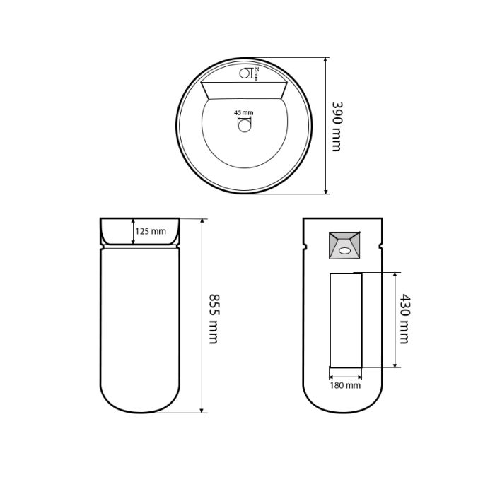 Умивальник VBI MIRANO WHITE MATT підлоговий