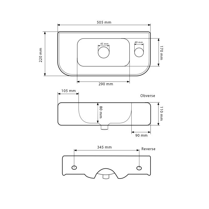 Умывальник VBI APRILIA L WHITE подвесной