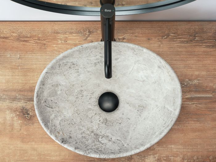 Умывальник REA SOFIA LIGHT STONE MATT серый накладной