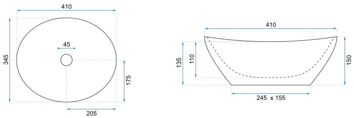 Умывальник REA SOFIA LIGHT STONE MATT серый накладной